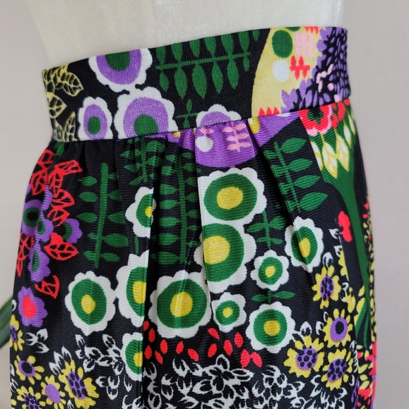 VTG 70s Psychedelic Floral Print Skirt - Picture 5 of 9